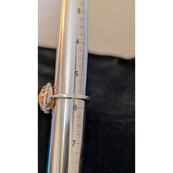 Sterling Silver Lab Created Orange Opal Ring Size 5.75 - Picture 9 of 9